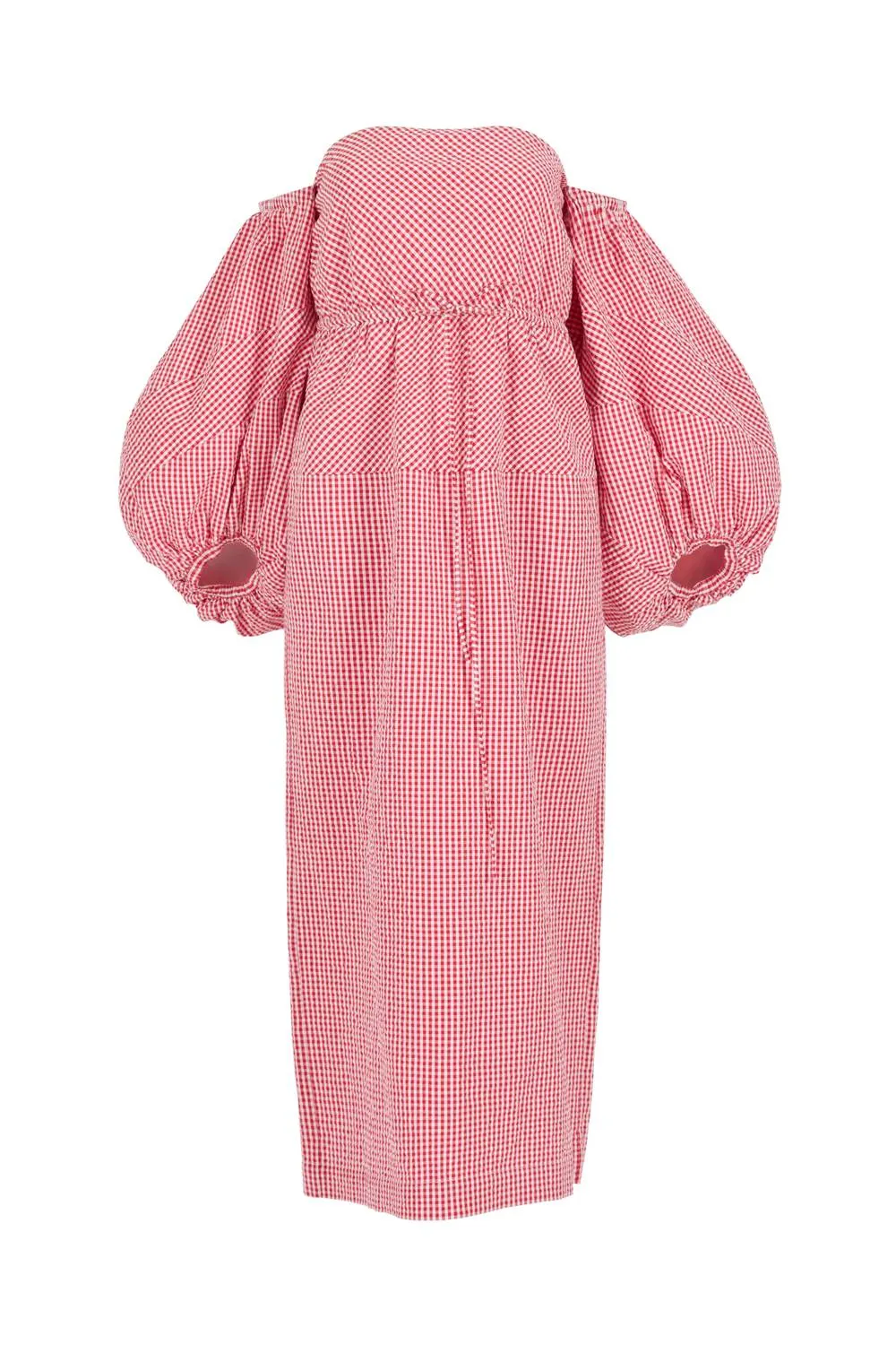 Balloon Sleeve Dress In Red Gingham