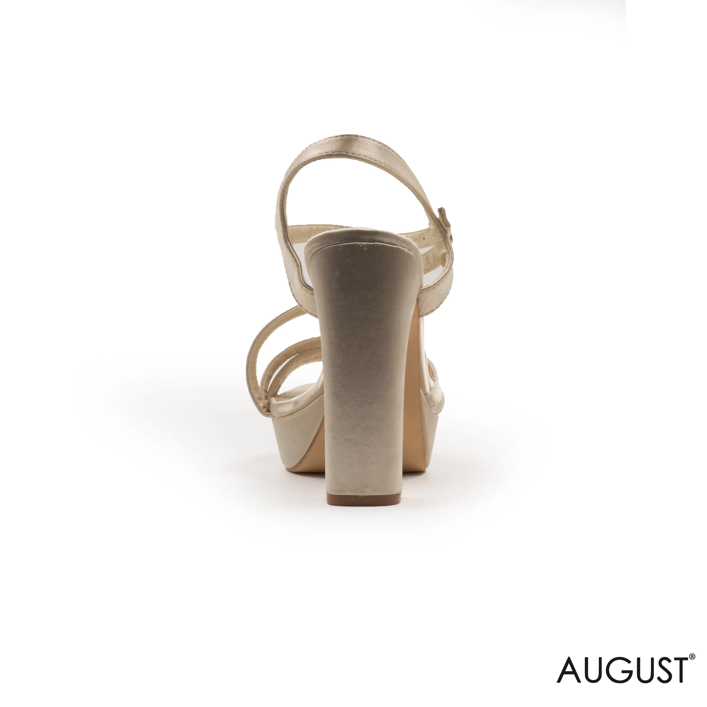 BEIGE SATIN STRAPPY WITH ANKLE BUCKLE SANDAL