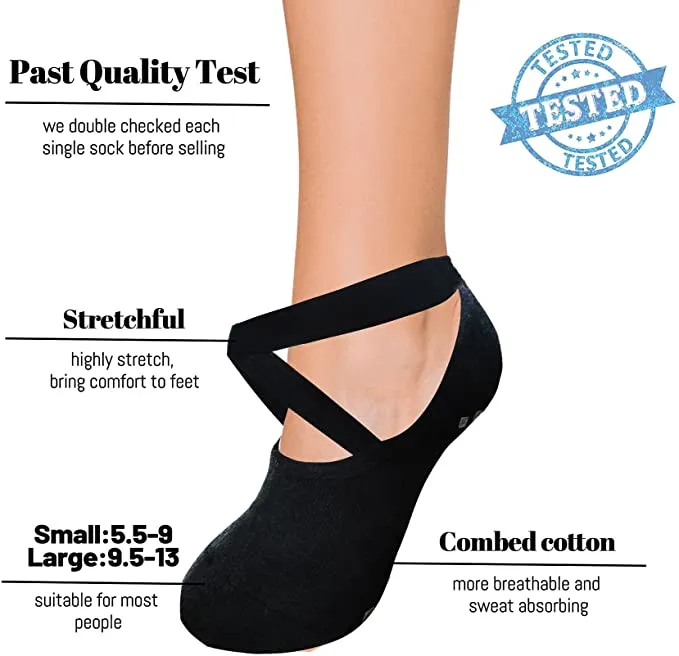Black Grip Socks Yoga Socks with Grips for Women and Men