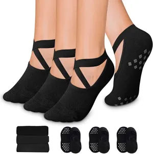 Black Grip Socks Yoga Socks with Grips for Women and Men
