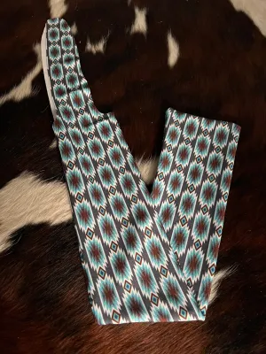 Blue Aztec Lycra printed slip on tail bag