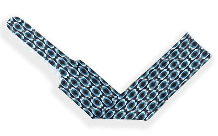 Blue Aztec Lycra printed slip on tail bag