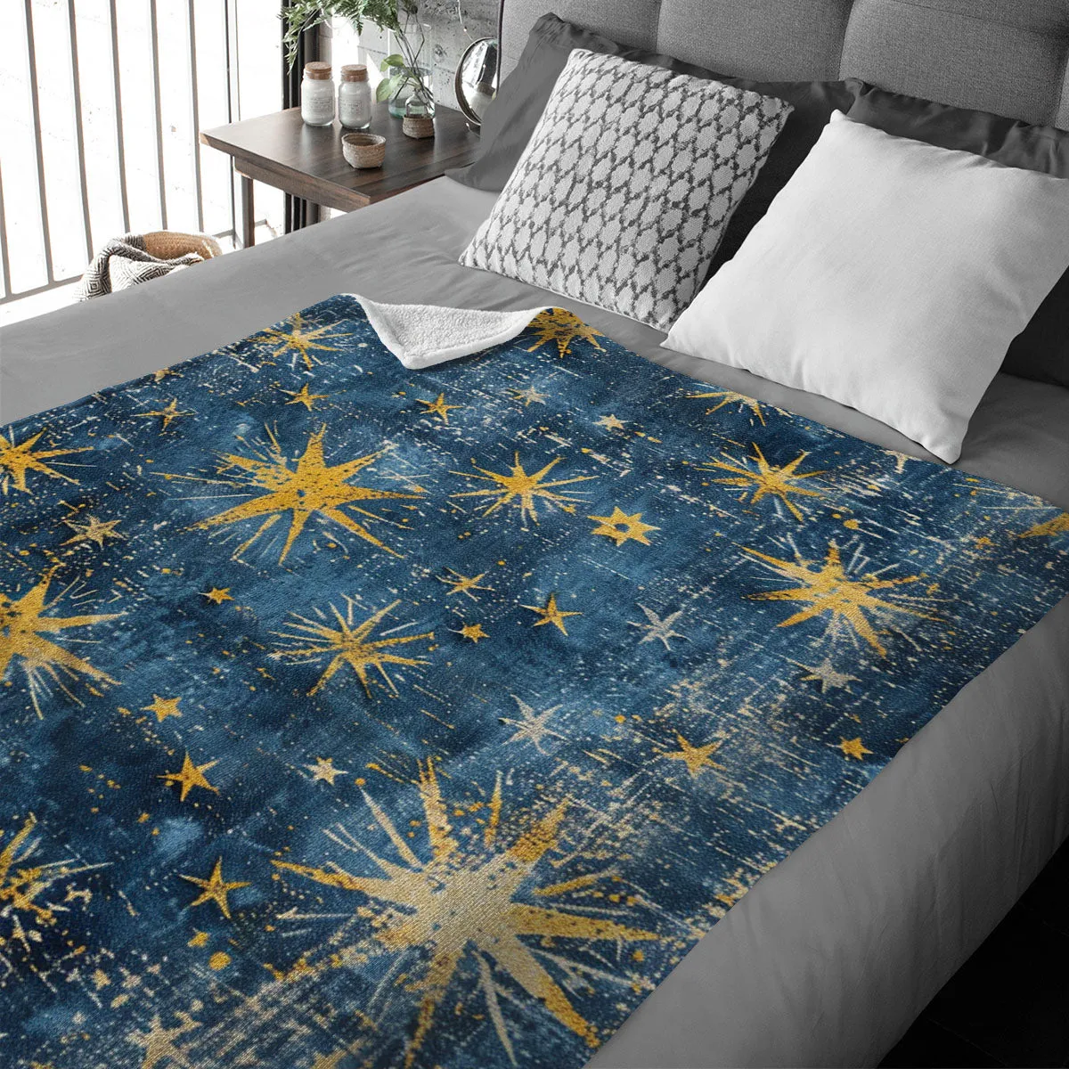 Boho Blanket Throw: Stars Blanket, Woven Throw Blanket, Couch Blanket, Bed Blanket, Boho Decor, Boho Home Decor, Bohemian decor, Boho bed, Stars 004