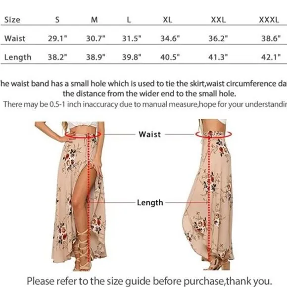 Boho Gray Floral Print Tie Waist Wrap Maxi Skirt Leg Slit Flowy Skirt Cover Up