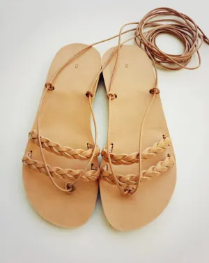 Braided lace up sandals