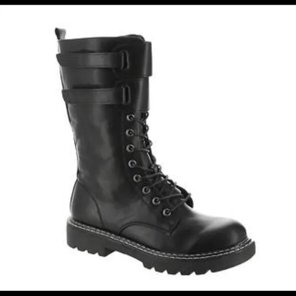 BRAND NEW UNUSED BLACK LACE UP BOOTS Size 8W