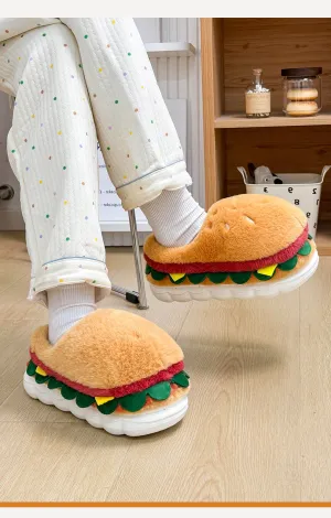 Burger Bliss Plush Slippers – Cozy, Fun & Oh-So-Adorable!