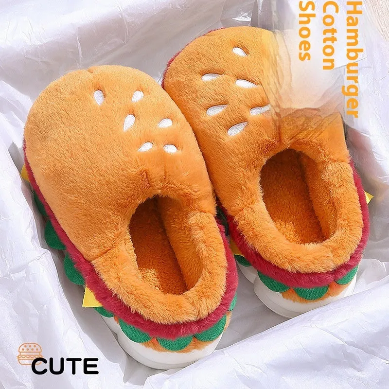 Burger Bliss Plush Slippers – Cozy, Fun & Oh-So-Adorable!