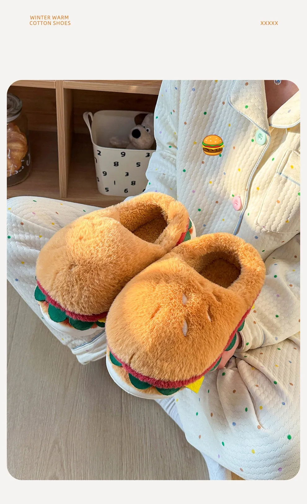 Burger Bliss Plush Slippers – Cozy, Fun & Oh-So-Adorable!