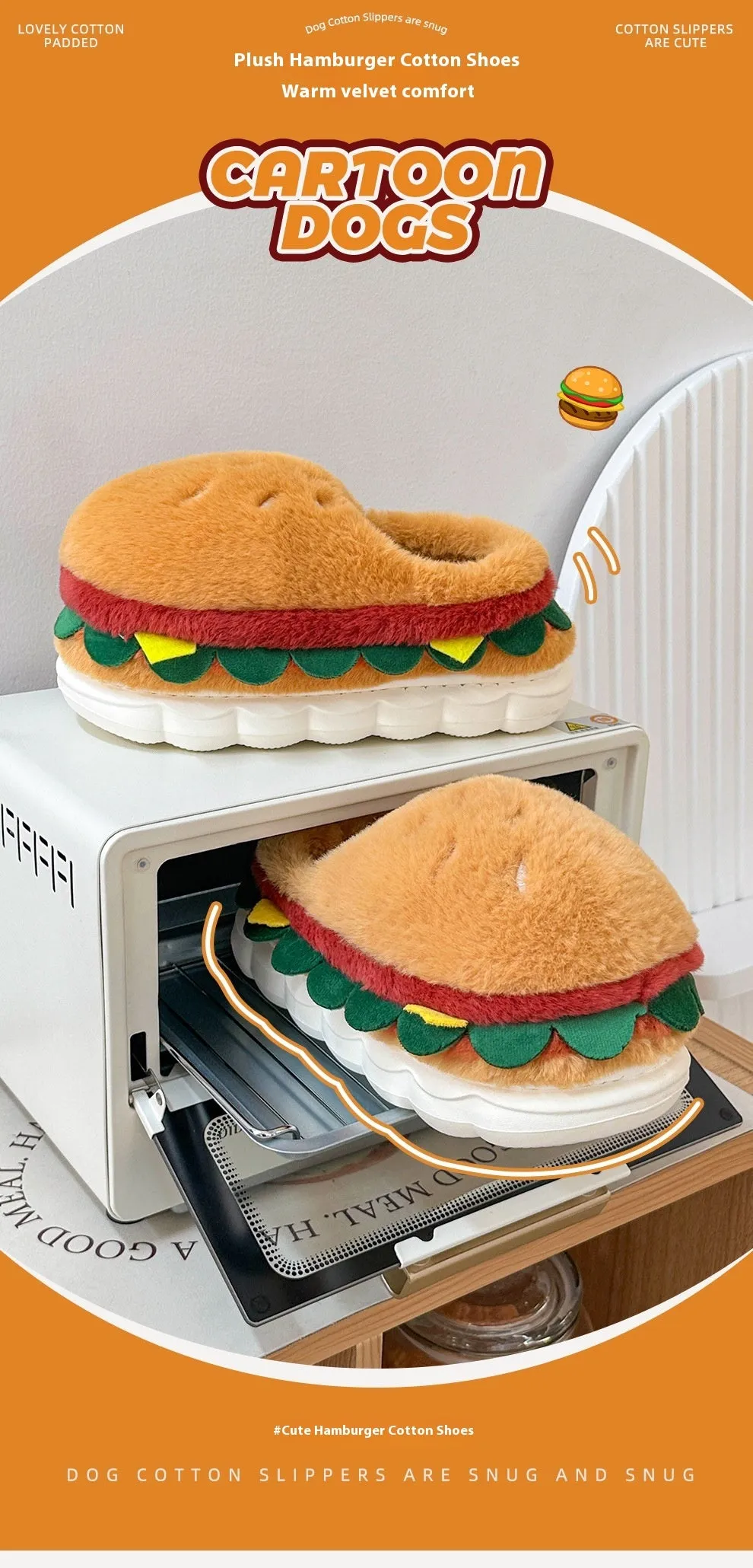 Burger Bliss Plush Slippers – Cozy, Fun & Oh-So-Adorable!