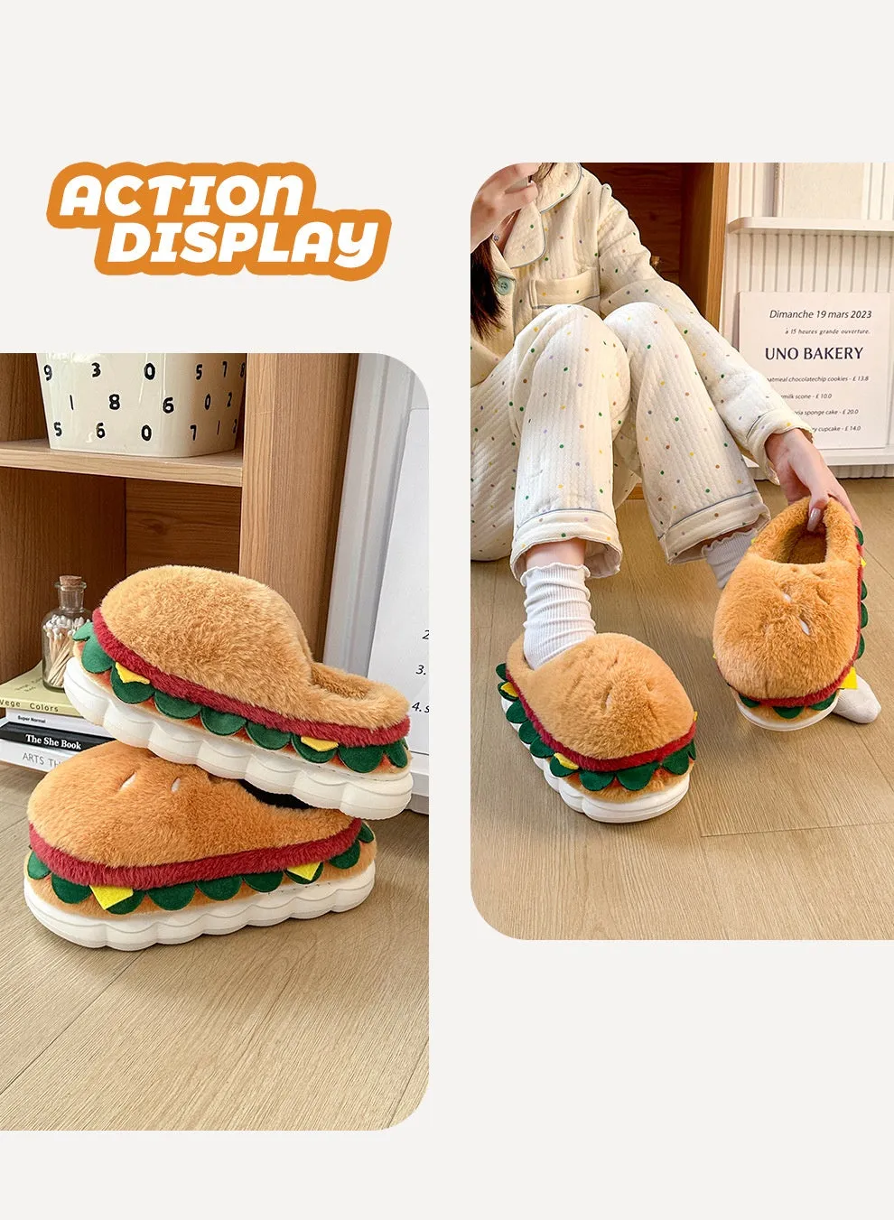 Burger Bliss Plush Slippers – Cozy, Fun & Oh-So-Adorable!