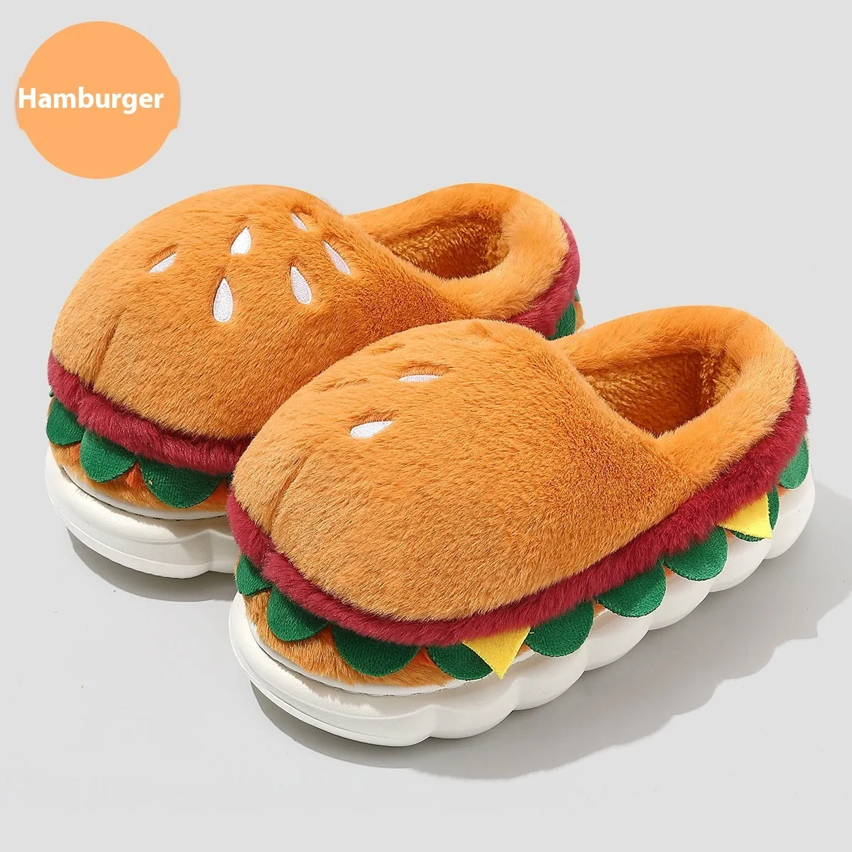 Burger Bliss Plush Slippers – Cozy, Fun & Oh-So-Adorable!