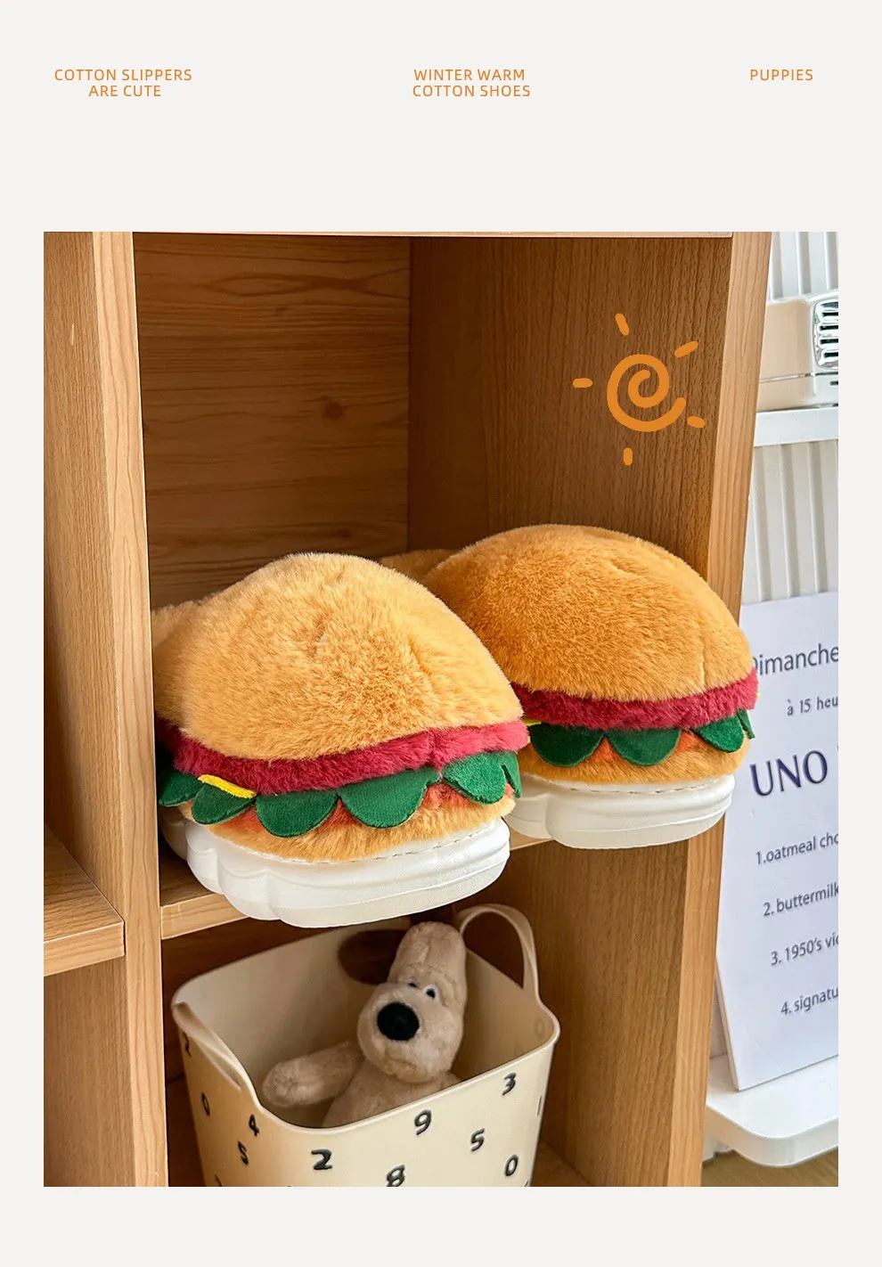 Burger Bliss Plush Slippers – Cozy, Fun & Oh-So-Adorable!