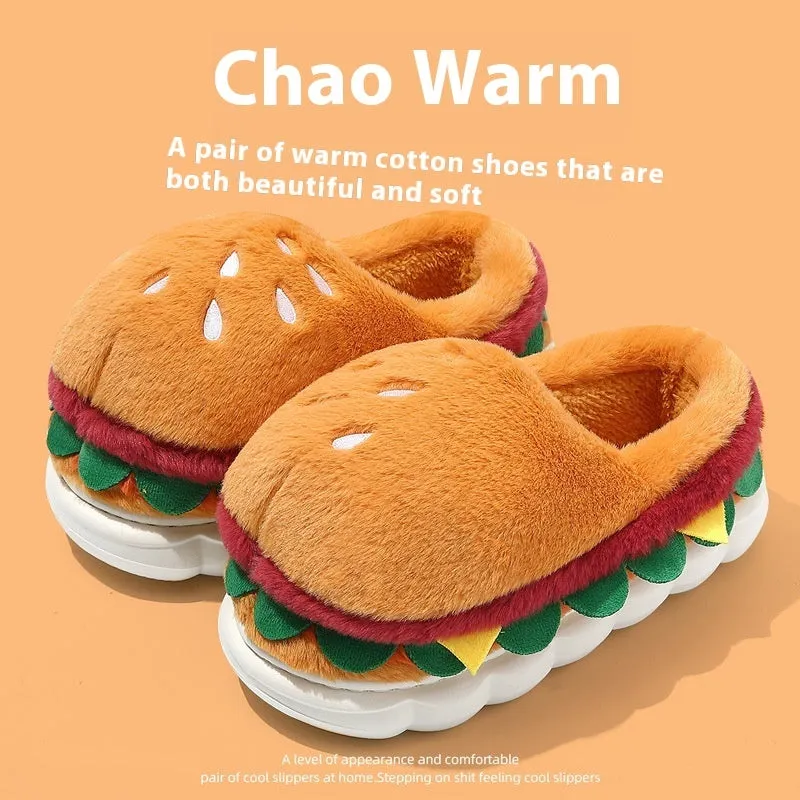 Burger Bliss Plush Slippers – Cozy, Fun & Oh-So-Adorable!