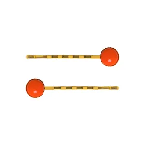 Cabochon Orange Hair Slide Set