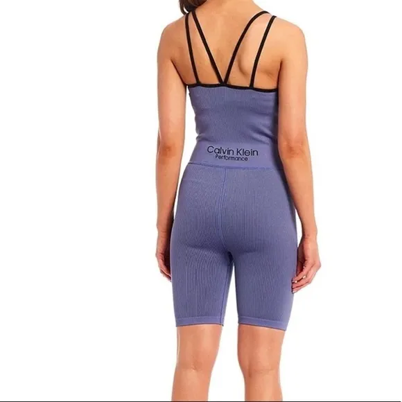 Calvin Klein Performance thick rib scoop neck sleeveless strappy unitard, M, NWT