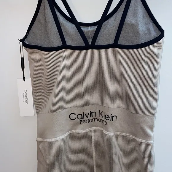 Calvin Klein Performance thick rib scoop neck sleeveless strappy unitard, M, NWT