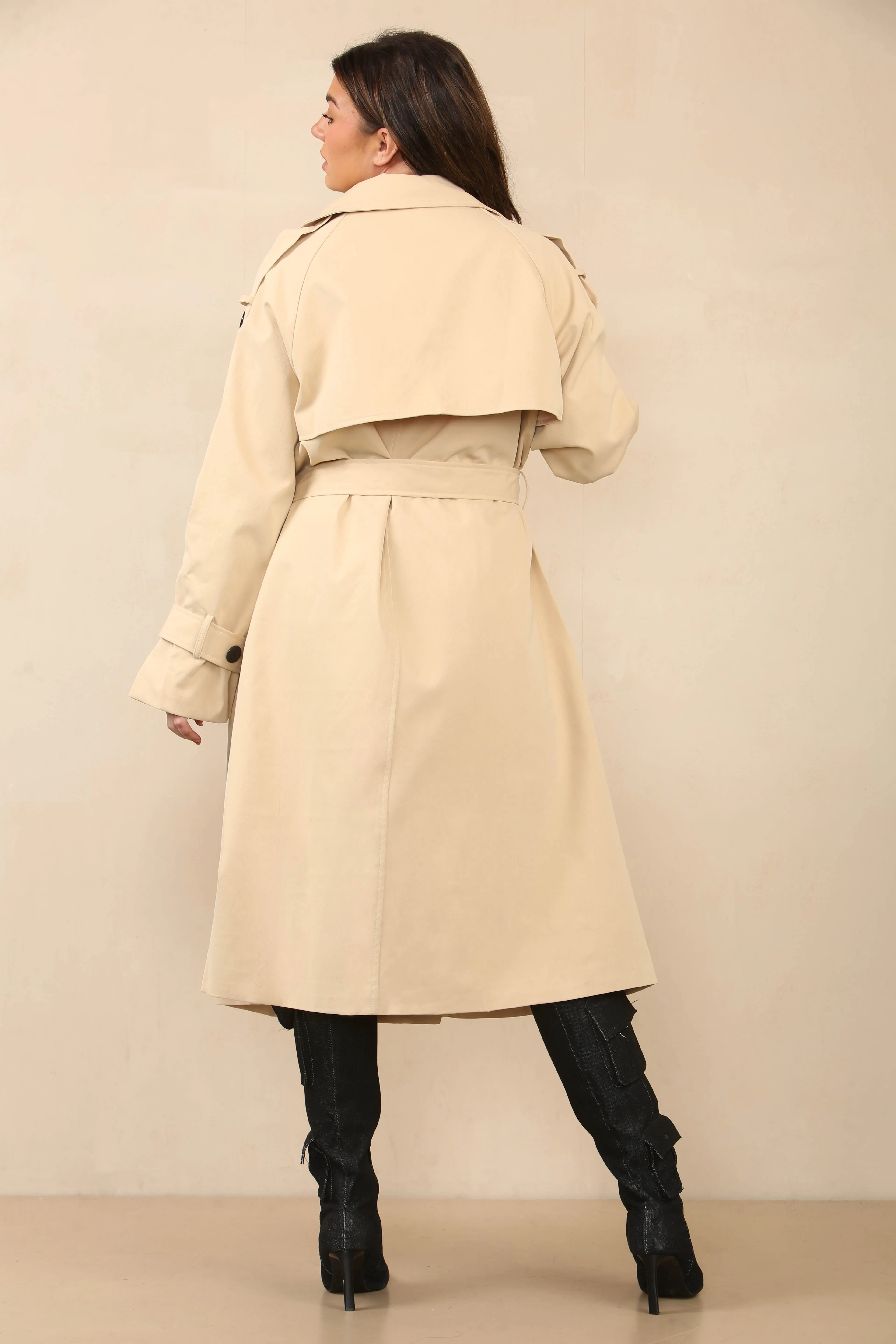 Chic Waist Tie Double Breasted Trench Coat