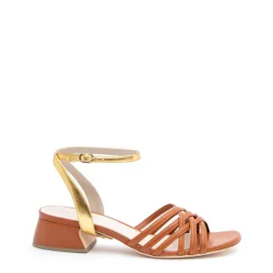 Cognac Bell Sandal   Gold Marilyn Strap