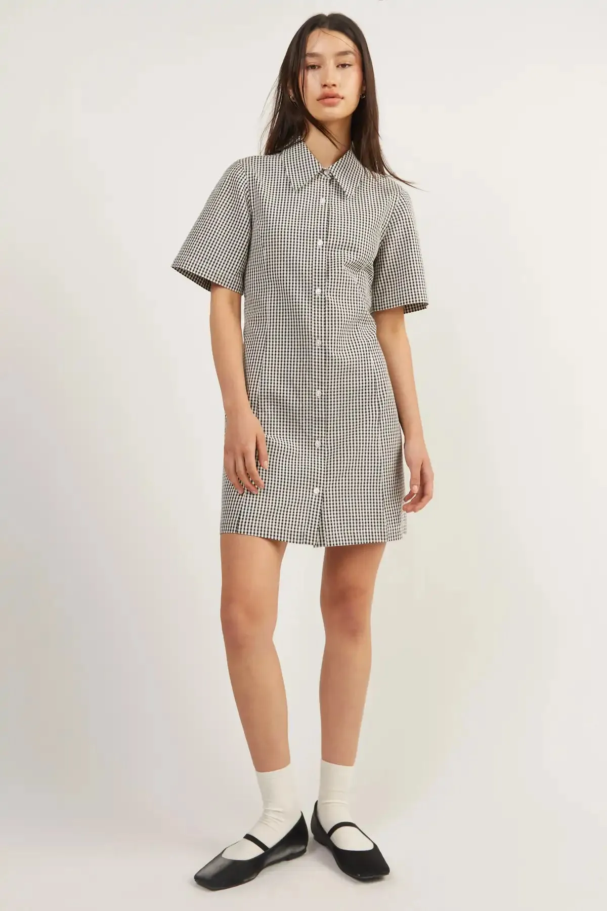 Collared Mini Gingham Dress