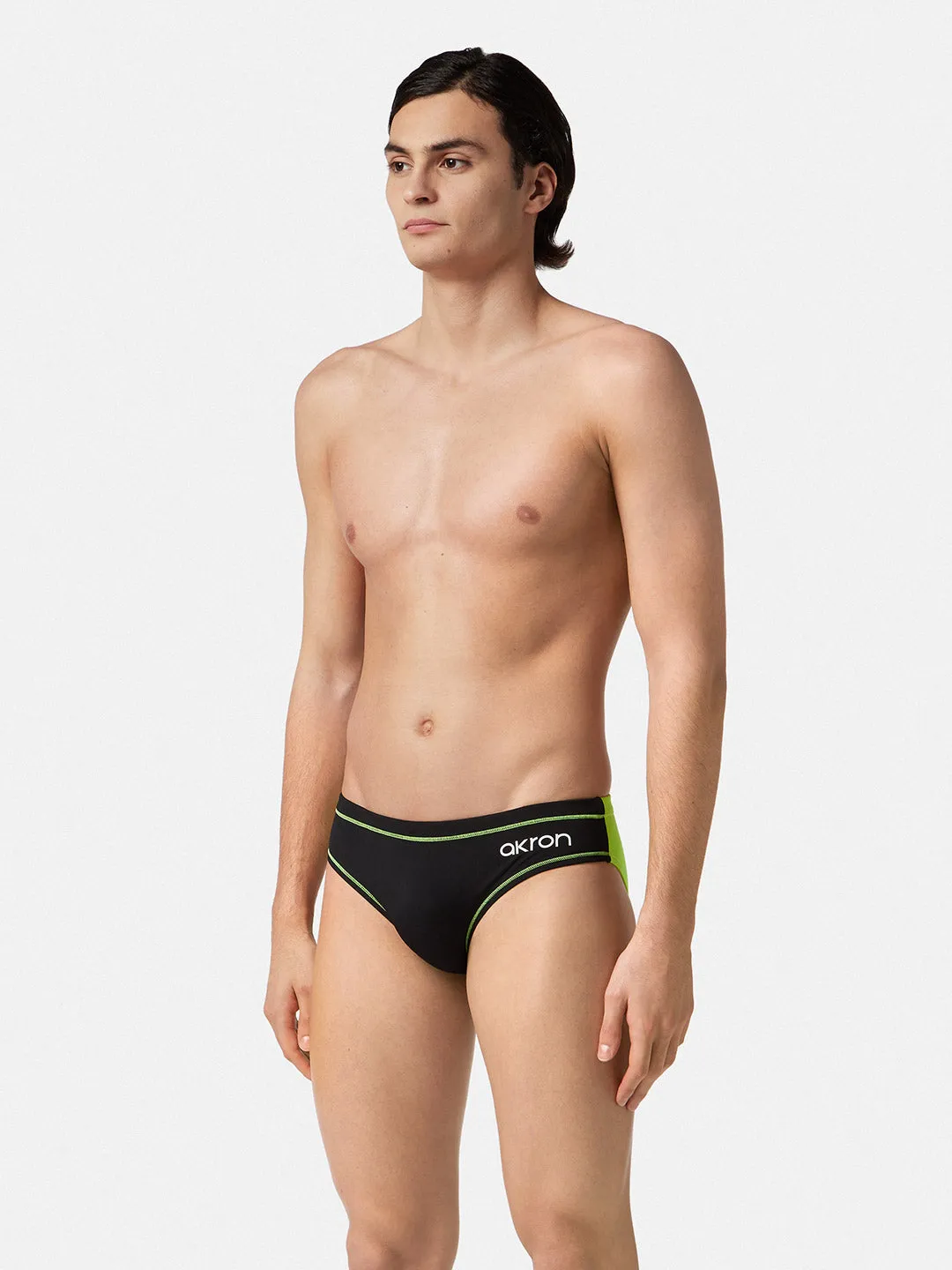 COSTUME AKRON ITALIA UOMO SLIP NUOTO PISCINA BICOLOR NERO GIALLO