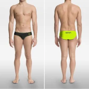 COSTUME AKRON ITALIA UOMO SLIP NUOTO PISCINA BICOLOR NERO GIALLO