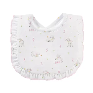 Counting Baby Sheep Pink Printed Bib with Ruffle