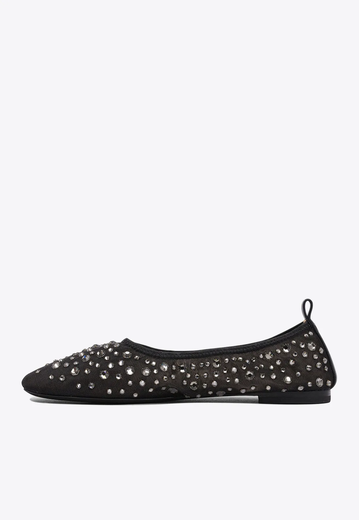 Crystal-Embellished Mesh Ballet Flats
