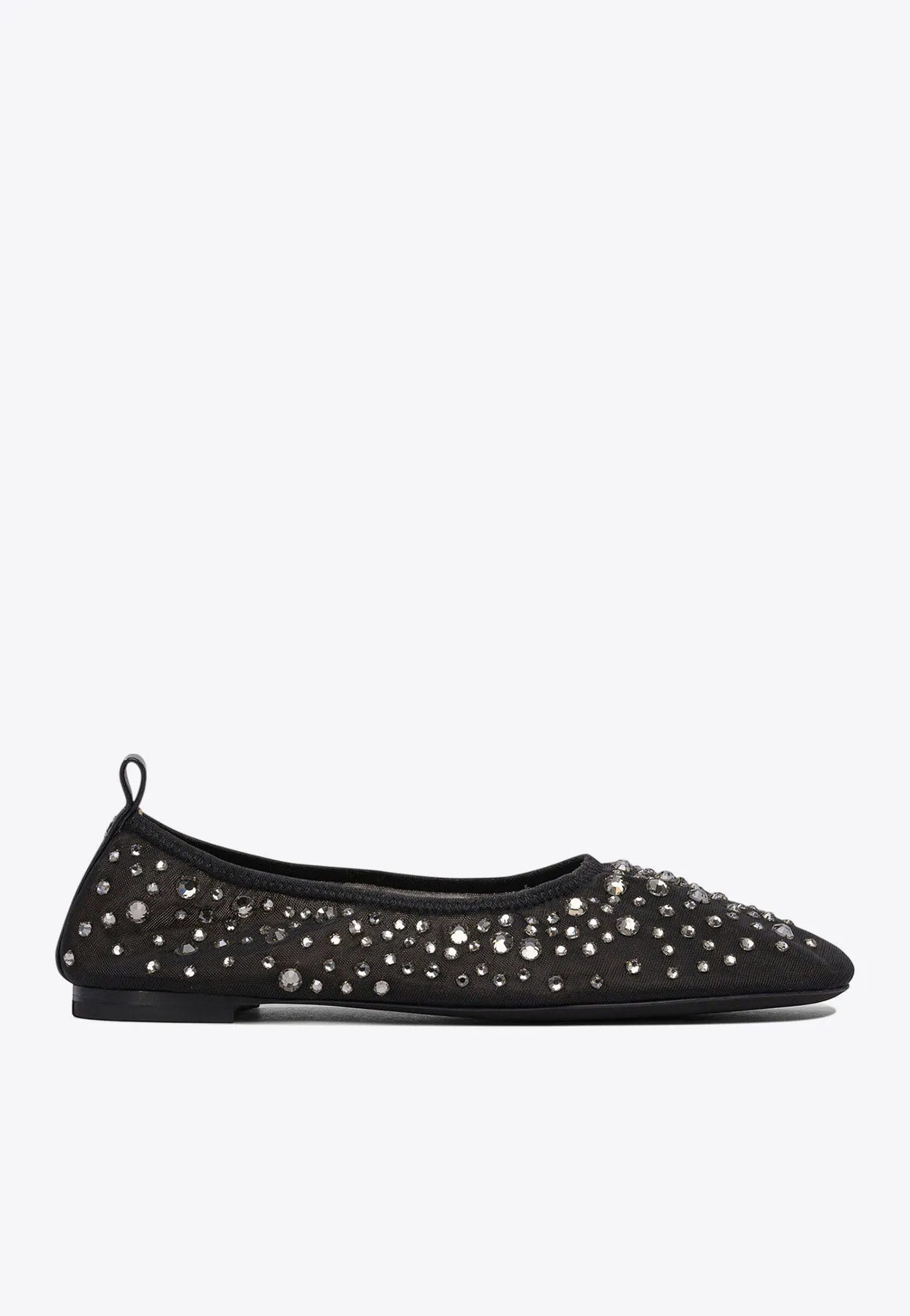 Crystal-Embellished Mesh Ballet Flats