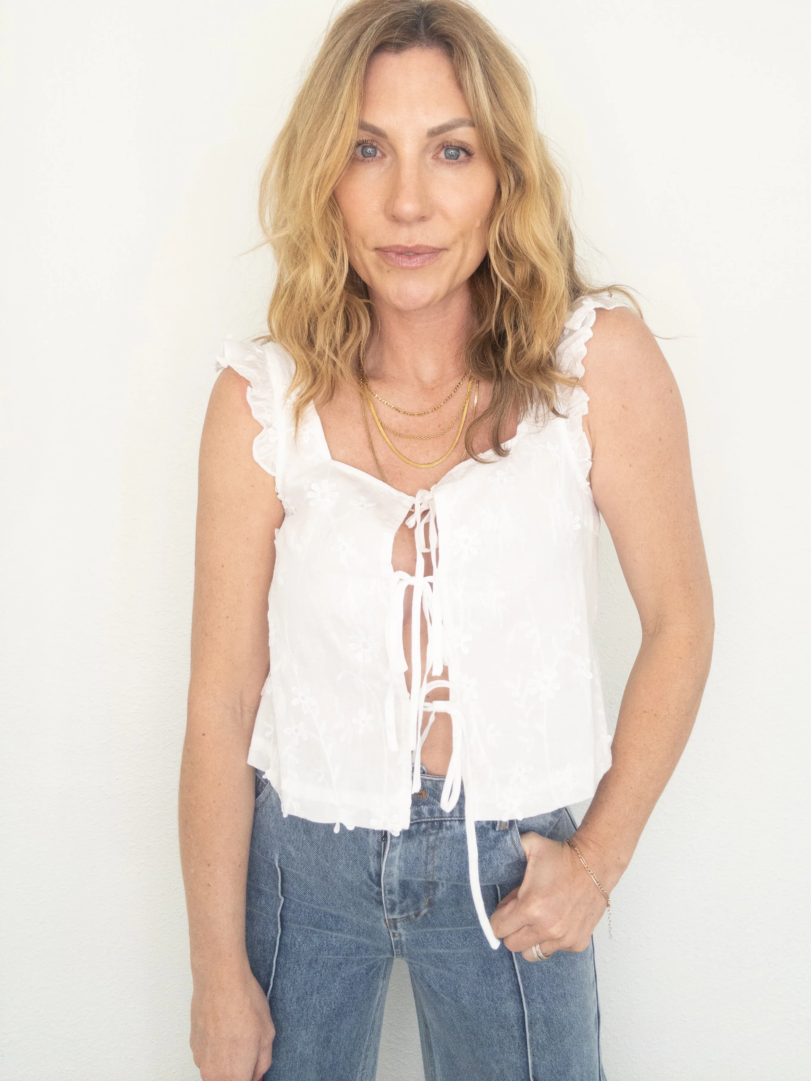 Daisy Mae Tie Front Top