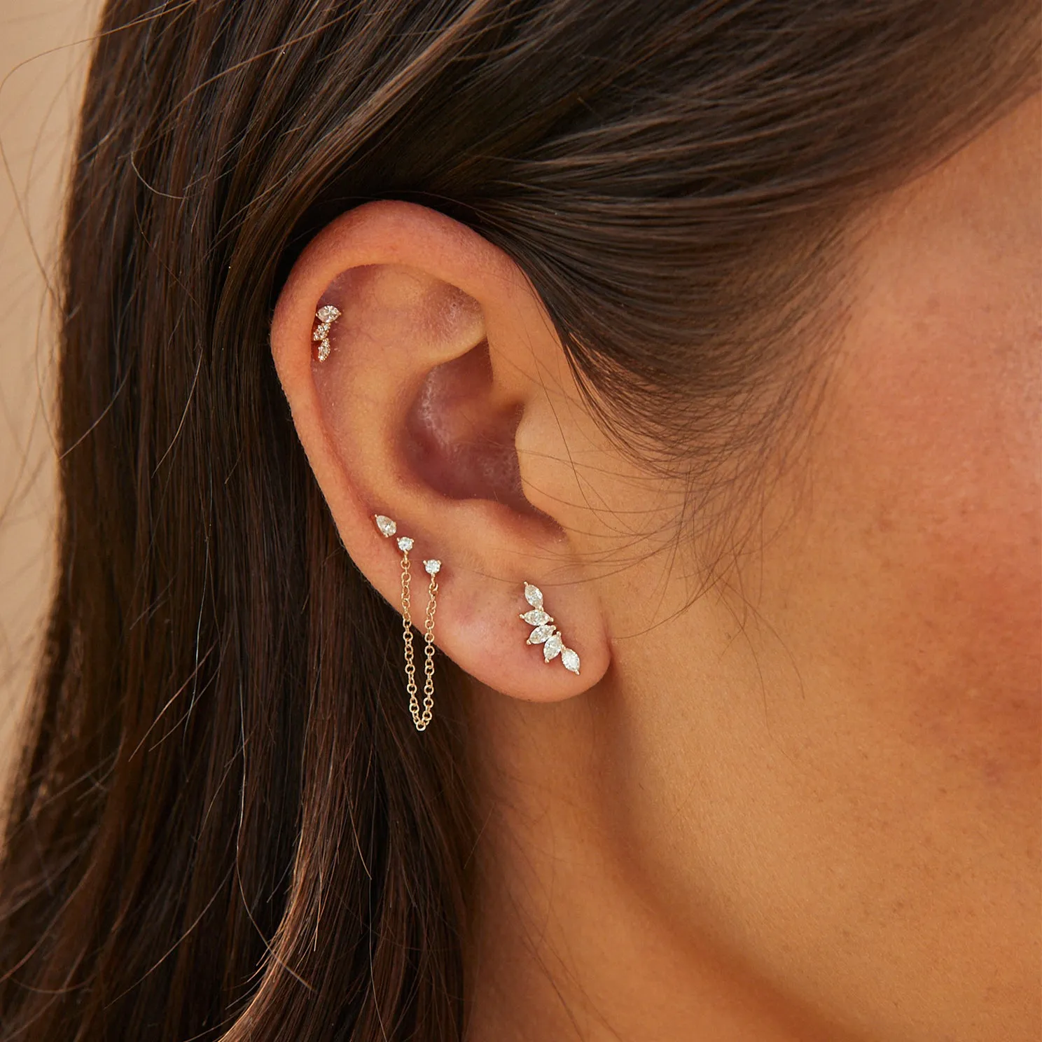 Diamond Mini Pear Stud Earring