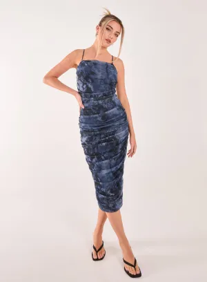 Distressed Mesh Racer Midi Dress