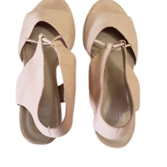 Eileen Fisher Doe Sandal In Blush Tumbled Nubuck Leather