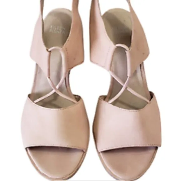 Eileen Fisher Doe Sandal In Blush Tumbled Nubuck Leather