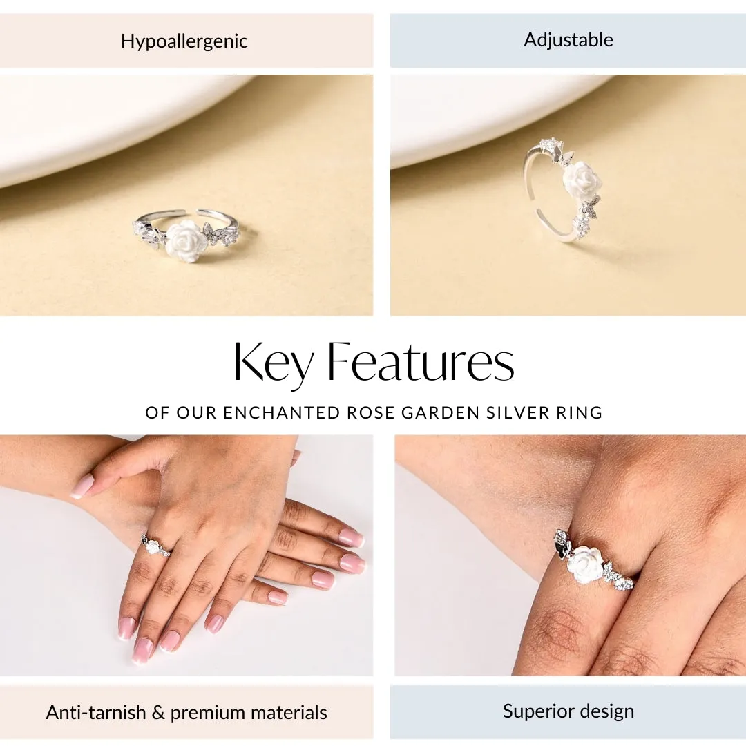 Enchanted Rose Garden Silver Ring