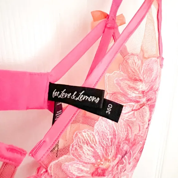 For Love and Lemons Hibiscus Embroidery Underwire Bra