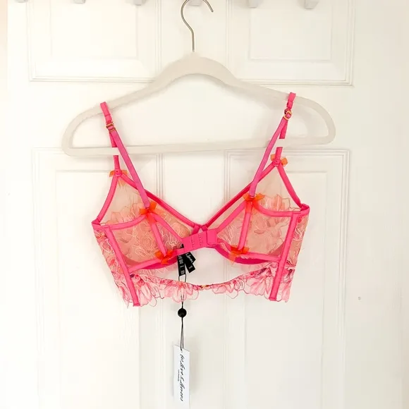 For Love and Lemons Hibiscus Embroidery Underwire Bra