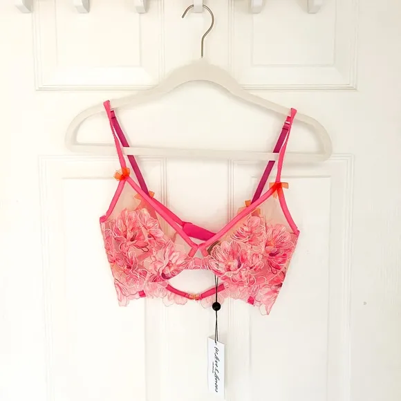 For Love and Lemons Hibiscus Embroidery Underwire Bra