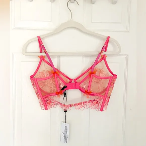 For Love and Lemons Hibiscus Embroidery Underwire Bra
