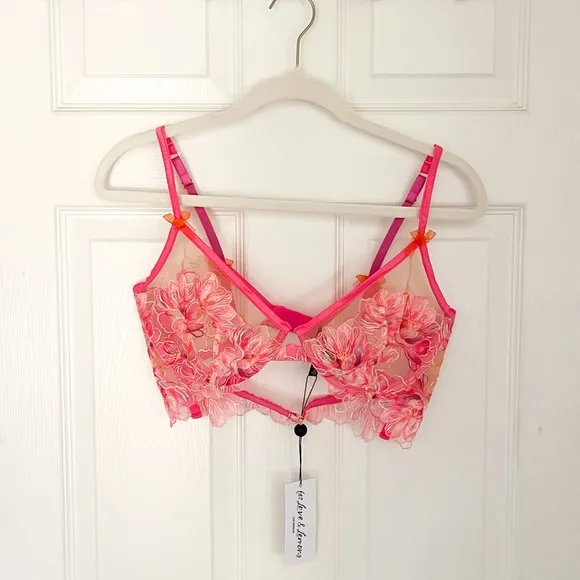 For Love and Lemons Hibiscus Embroidery Underwire Bra