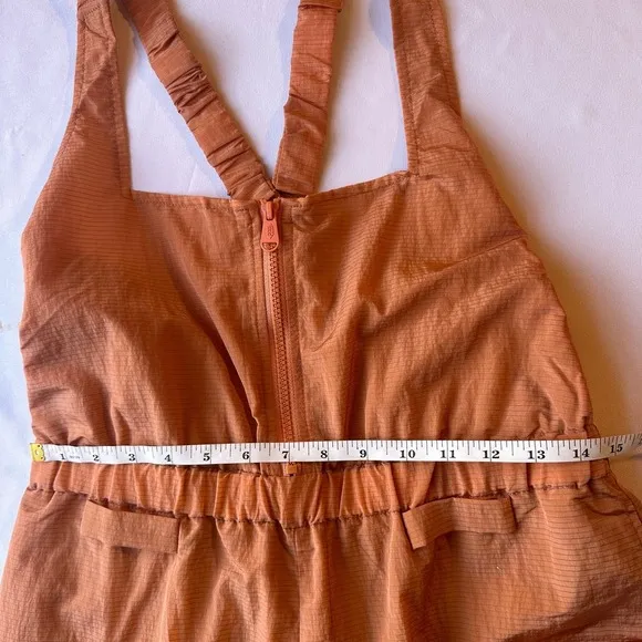 Free People Chaparral Convertible Hike Convertible Overalls Orange Lace NEW