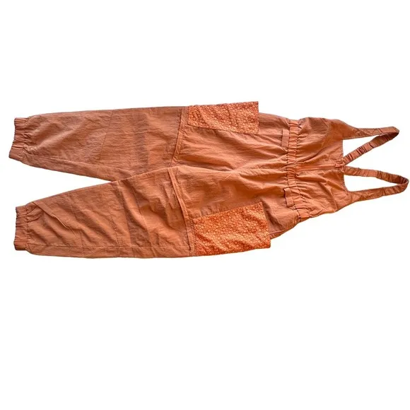 Free People Chaparral Convertible Hike Convertible Overalls Orange Lace NEW
