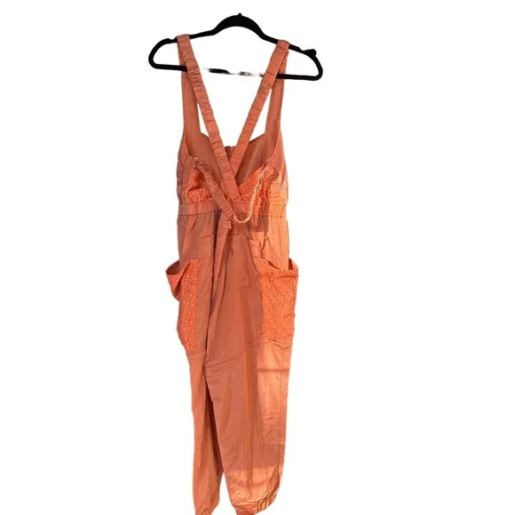 Free People Chaparral Convertible Hike Convertible Overalls Orange Lace NEW