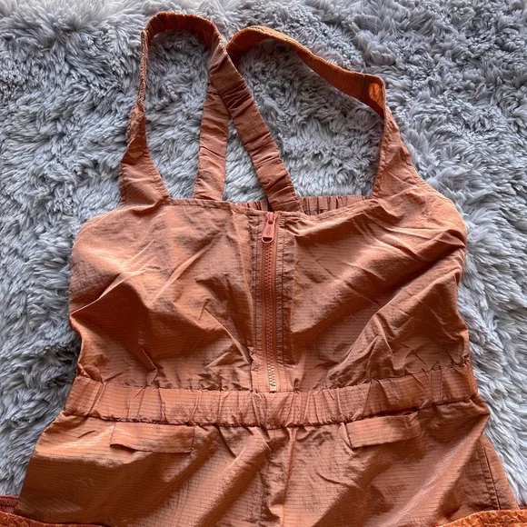 Free People Chaparral Convertible Hike Convertible Overalls Orange Lace NEW