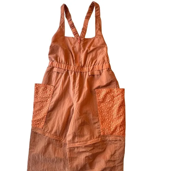 Free People Chaparral Convertible Hike Convertible Overalls Orange Lace NEW