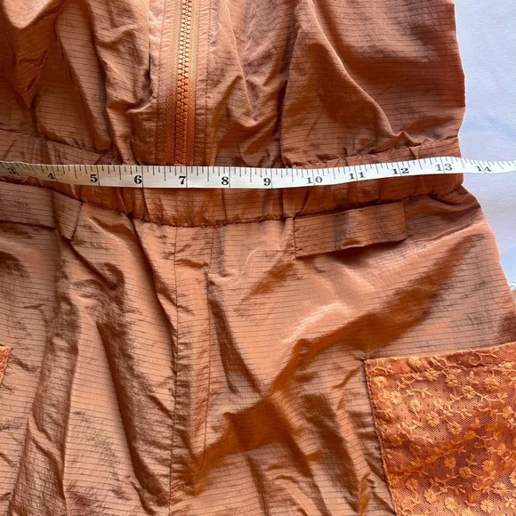 Free People Chaparral Convertible Hike Convertible Overalls Orange Lace NEW