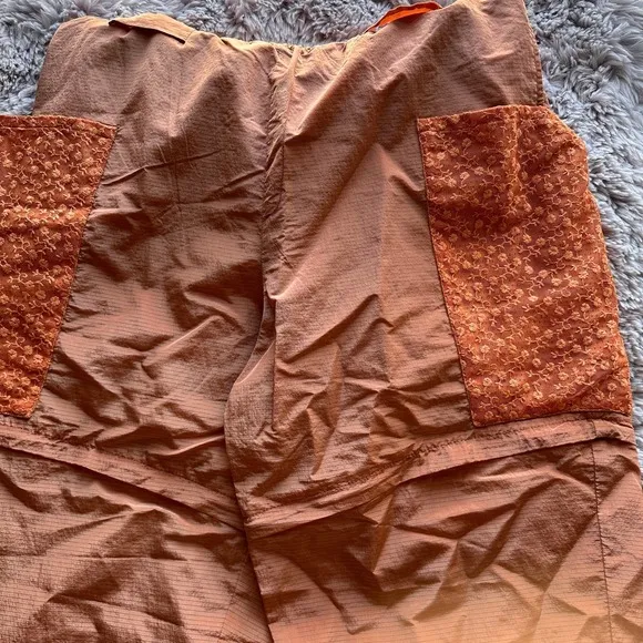 Free People Chaparral Convertible Hike Convertible Overalls Orange Lace NEW