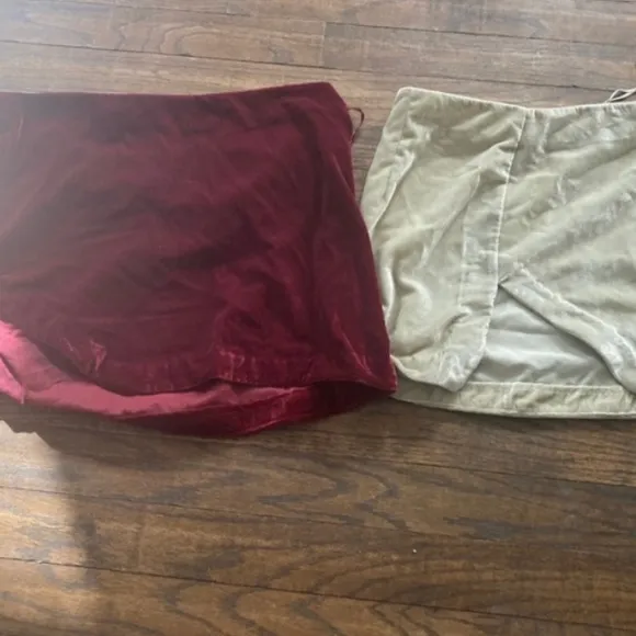 Free People FP Annalise Velvet Mini Skirt Oat Velour Slit 6 Medium