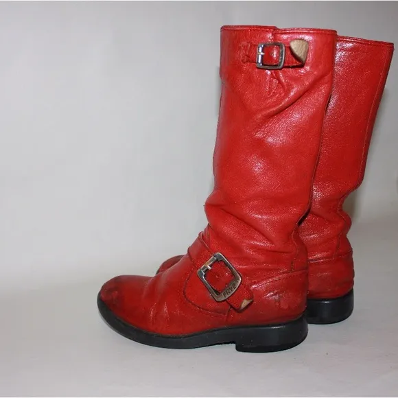 Frye ‘Veronica Slouch’ Tall Red Moto Inspired Boot