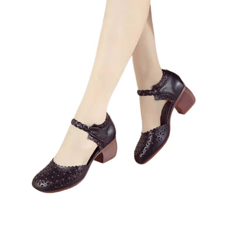 Genuine Leather Flat Sandals – Handmade Flower Summer Shoes